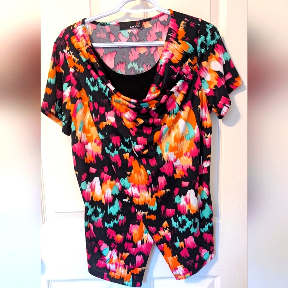 Laura Orange Patterened Multicoloured Top